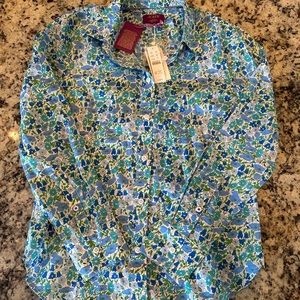 Classic jcrew button front blouse in liberty print 6 nwt